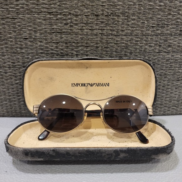 Vintage Emporio Armani Sunglasses EA 047S Gunmetal Eagle Made‎ Italy with Case